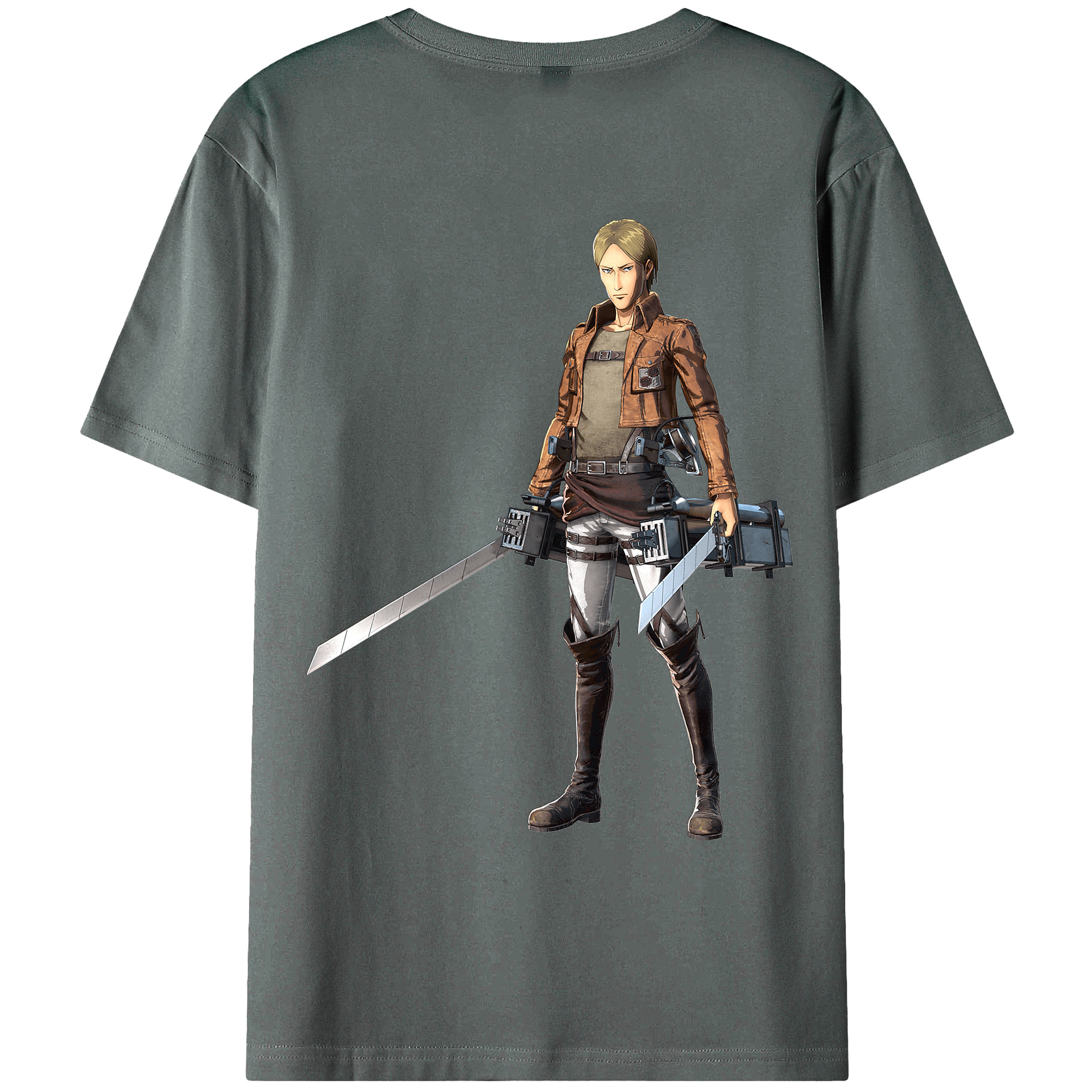 （画像用） 進撃の巨人 Attack on Titan 綿100％ メンズ半袖Tシャツ（バックプリント） 通気性